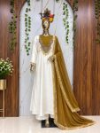 MODERN ROMAN GLASS SEQUENCE AND ZARI WORK WITH FANCY LATKAN & HANDWORK LACE WORK GOWN BOTTOM WITH DUPATTA FESTIVE WEAR WHOLESALE PRICE ETHNIC GARMENT (7)