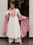 MODERN ROMAN GLASS SEQUENCE AND ZARI WORK WITH FANCY LATKAN & HANDWORK LACE WORK GOWN BOTTOM WITH DUPATTA FESTIVE WEAR WHOLESALE PRICE ETHNIC GARMENT (13)