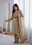 MODERN SALSA SILK EMBROIDERY & SEQUENCE WORK TOP BOTTOM WITH DUPATTA CREAM