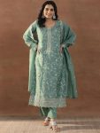 MODERN VICHITRA SILK SEQUENCE CODING EMBROIDERY WORK TOP BOTTOM WITH DUPATTA SKY