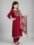 MOST PICKED COTTON BLEND EMBROIDERY KID’S TOP BOTTOM WITH DUPATTA FESTIVAL WEAR WHOLESALE PRICE ETHNIC GARMENT (11)
