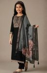 MOST PICKED COTTON BLEND  EMBROIDERY KID'S TOP BOTTOM WITH DUPATTA BLACK
