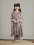 MOST PICKED COTTON BLEND  EMBROIDERY KID'S TOP BOTTOM WITH DUPATTA LAVENDER