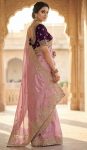 NEW ARRIVAL FENDY SATIN SILKDESIGNER SEQUENCE  SAREE WITH STITCHED BLOUSE BABY PINK