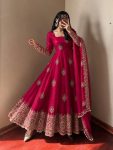 NEW ARRIVAL FENDY SILK WITH FULLY FLAIR   SEQUENCE EMBROIDERY WORK GOWN BOTTOM WITH DUPATTA  RANI