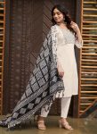 NEW ARRIVAL KHADI COTTON  EMBROIDERY  WORK TOP BOTTOM WITH DUPATTA OFF WHITE
