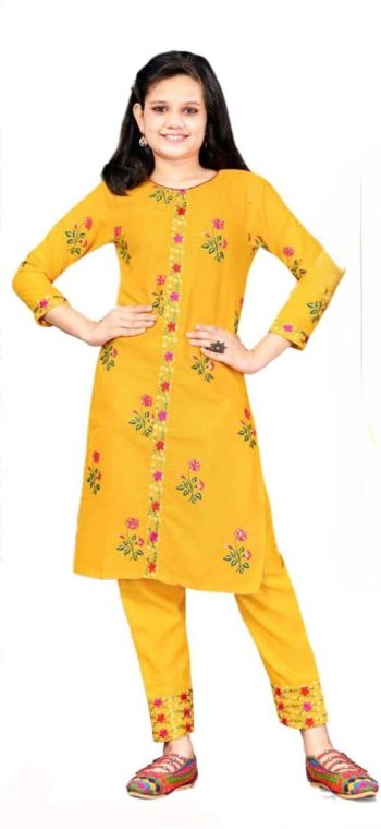 NEW ARRIVAL MAGIC COTTON PRINTED KID'S TOP BOTTOM YELLOW