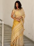 NEW ARRIVAL MYSORE SILK LINEN JACQUARD WEAVING WORK SAREE WITH UNSTITCHED BLOUSE GOLD