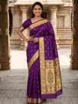 NEW ARRIVAL PAITHANI SILK ZARI WEAVING WORK SAREE WITH UNSTITCHED BLOUSE PURPLE