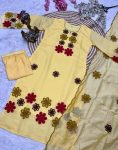 RICH LOOK CHANDERI SILK EMBROIDERY WORK TOP BOTTOM WITH DUPATTA FESTIVE WEAR WHOLESALE PRICE ETHNIC GARMENT (3)