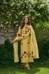 RICH LOOK CHANDERI SILK EMBROIDERY WORK TOP BOTTOM WITH DUPATTA FESTIVE WEAR WHOLESALE PRICE ETHNIC GARMENT (3)