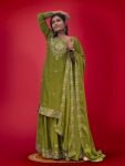 RICH LOOK PURE CHINON SILK ATTRACTIVE EMBROIDERY CODING AND SEQUENCE WORK TOP SHARARA WITH DUPATTA RECEPTION WEAR WHOLESALE PRICE ETHNIC GARMENT (3)