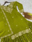 RICH LOOK PURE CHINON SILK ATTRACTIVE EMBROIDERY CODING AND SEQUENCE WORK TOP SHARARA WITH DUPATTA RECEPTION WEAR WHOLESALE PRICE ETHNIC GARMENT (3)