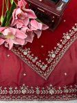 TRADITIONAL GEORGETTE THREAD WITH SEQUENCE WORK SAREE WITH UNSTITCHED BLOUSE AND DUPATTA BRIDAL WEAR WHOLESALE PRICE ETHNIC GARMENT (2)