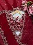 TRADITIONAL GEORGETTE THREAD WITH SEQUENCE WORK SAREE WITH UNSTITCHED BLOUSE AND DUPATTA BRIDAL WEAR WHOLESALE PRICE ETHNIC GARMENT (2)