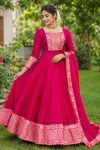TRADITIONAL VICHITRA SILK BROCADE BORDER WORK GOWN WITH DUPATTA RANI