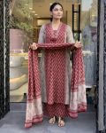 TRENDING COTTON PRINTED TOP BOTTOM WITH DUPATTA MAROON
