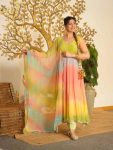 TRENDING GEORGETTE DIGITAL PRINT WITH FANCY LACE  WORK GOWN BOTTOM WITH DUPATTA MULTI