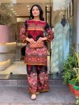 TRENDING HEAVY RAYON  DIGITAL PRINT  CO-RD SET RED
