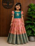 TRENDING KANJIVARAM SILK   HEAVY DIGITAL  PRINT AND HAND WORK KID'S GOWN  ORANGE