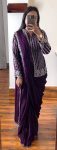 TRENDING RANGOLI SILK EMBROIDERY CORDING WORK READY TO WEAR SAREE WITH JACKET PURPLE