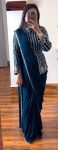 TRENDING RANGOLI SILK EMBROIDERY CORDING WORK READY TO WEAR SAREE WITH JACKET TEAL