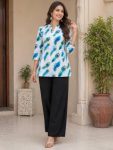 TRENDING RAYON SLUB DIGITAL PRINT CO-ORD SET WHITE AND MORPICH