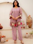MOST PICKED COTTON FABRIC EMBROIDERY THREAD WORK  TOP AND BOTTOM PINK